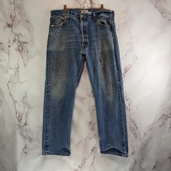Vintage Levis Jeans Mens 38 X 30 501 XX  Vintage Y2K Denim Rigid Button Fly - Picture 1 of 15